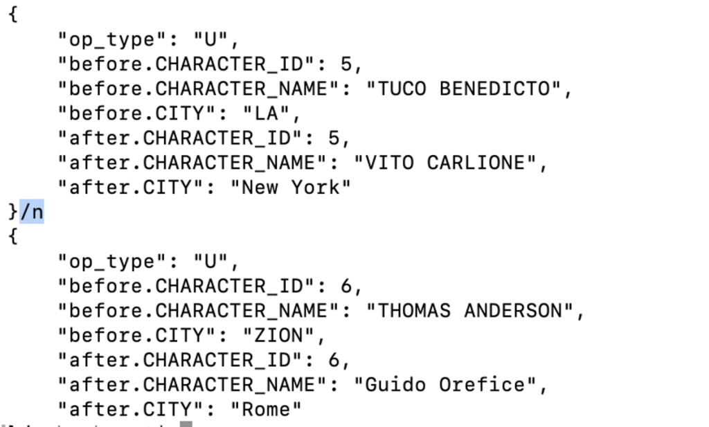 GoldenGate for Big Data Pluggable Formatters, JSON Formatter